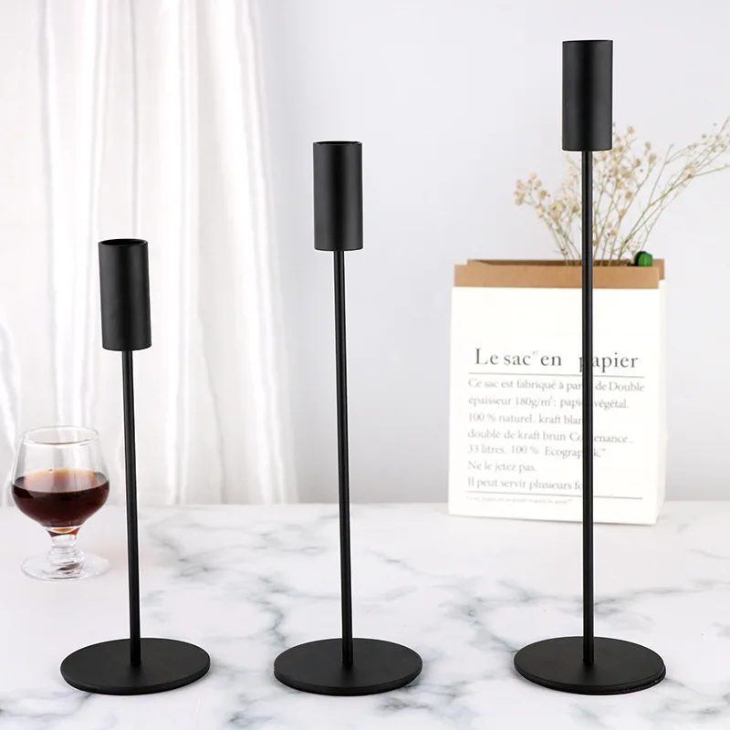 Home Wedding Decoration Metal long candle holder Luxury wedding Tapered Candlestick Holders black candle stick holder