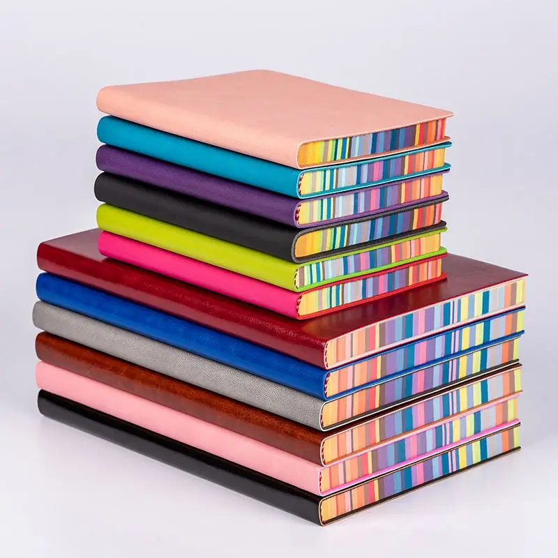 Hot A5 Notebook in Custom PU Leather Cover with Colorful Edge Mini Style Wood Material Box Packed Excellent Value