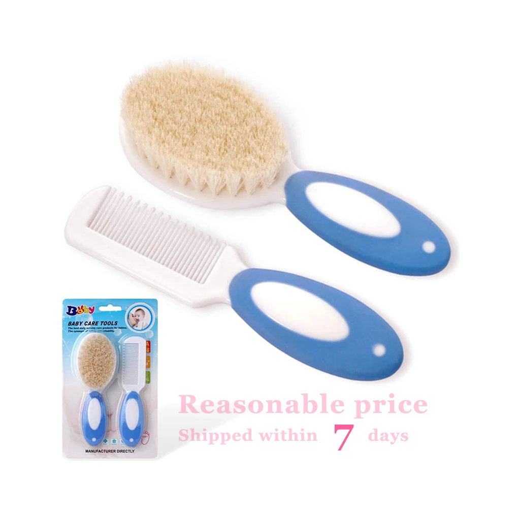 Perfect Newborn Gift Baby Hair Care Kit Newborns Toddlers Natural Soft Goat Wool Bristles Baby Comb Brush Set