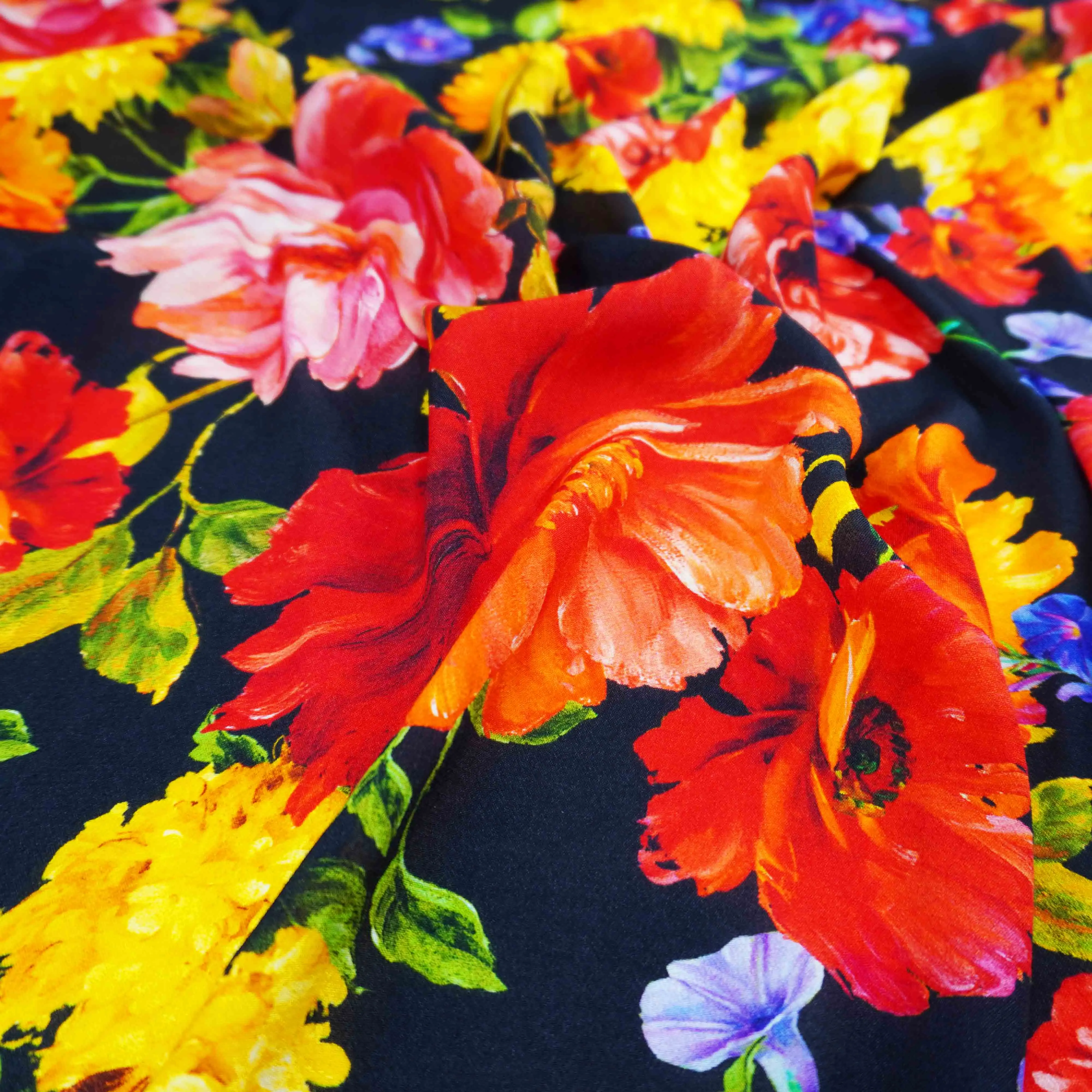 100% Digital Printed Pareo Rayon Fabric Japanese Crepe Yorya Crinkle Fabric Bamboo Viscose Fabric Flowers 50 Fiber 1.5*38