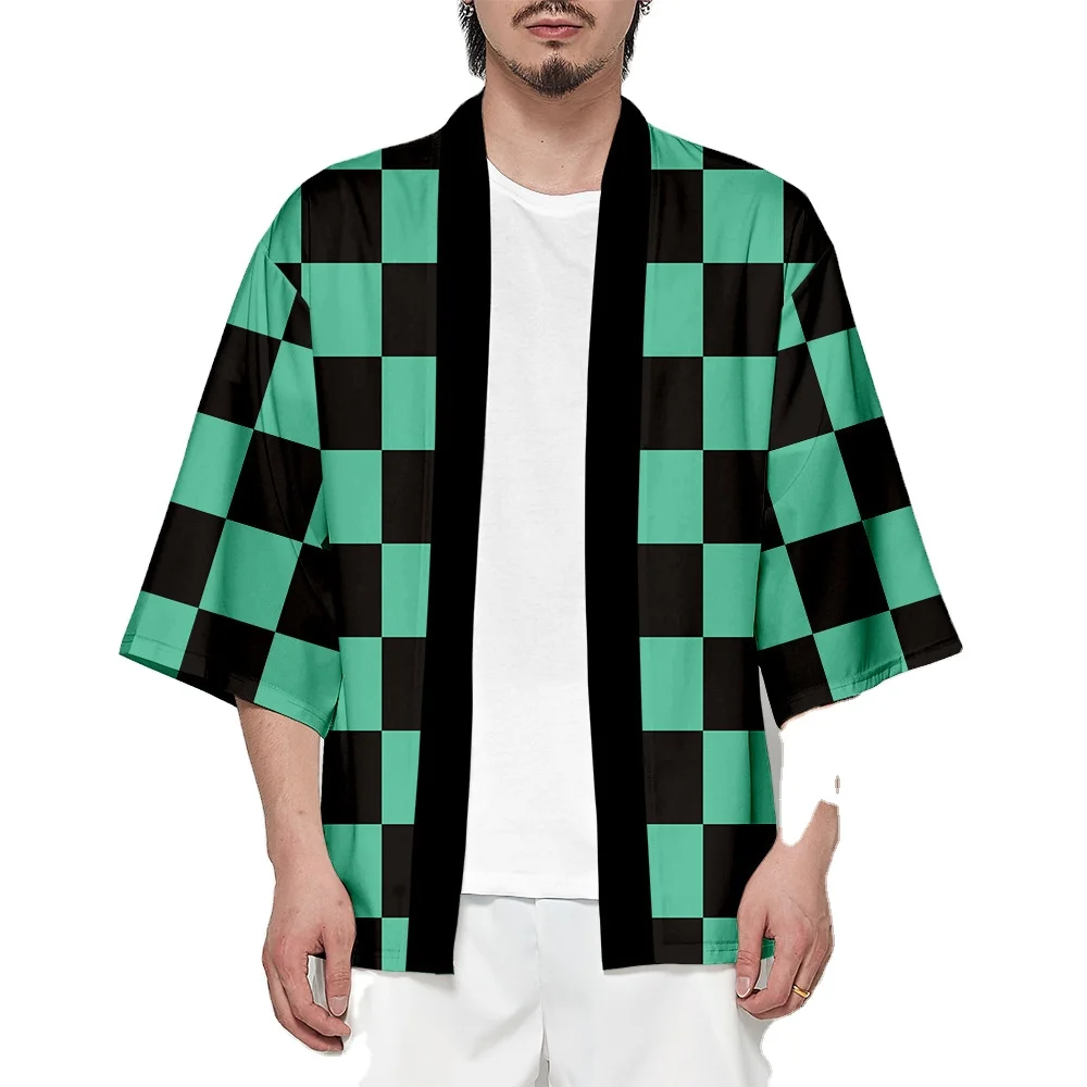 
Summer Casual Cool Streetwear Demon Slayer Kimetsu no Yaiba 3D Printing Japanese Anime Kimono Cosplay 