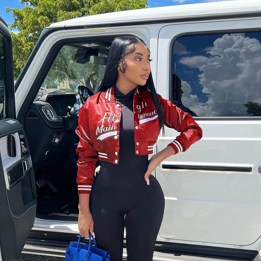 K22C22606 Custom Clothes Letterman Jacket Letter Embroidery Baseball Uniform Outfit Women Varsity Jacket