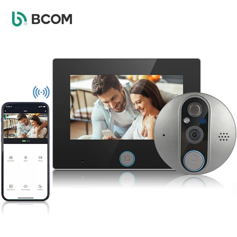 Wireless tuya video doorbell digital door viewer wifi peephole suitable for hotels/ houses