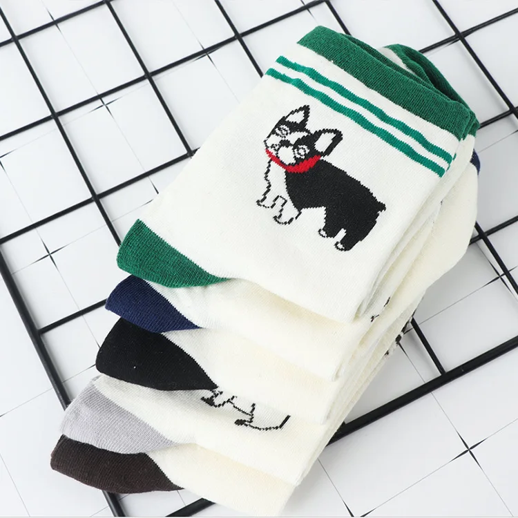 Wholesale Custom Logo Spring Summer Ladies Ankle Socks New Cotton Leisure Cartoon Cute Dog Socks For Women