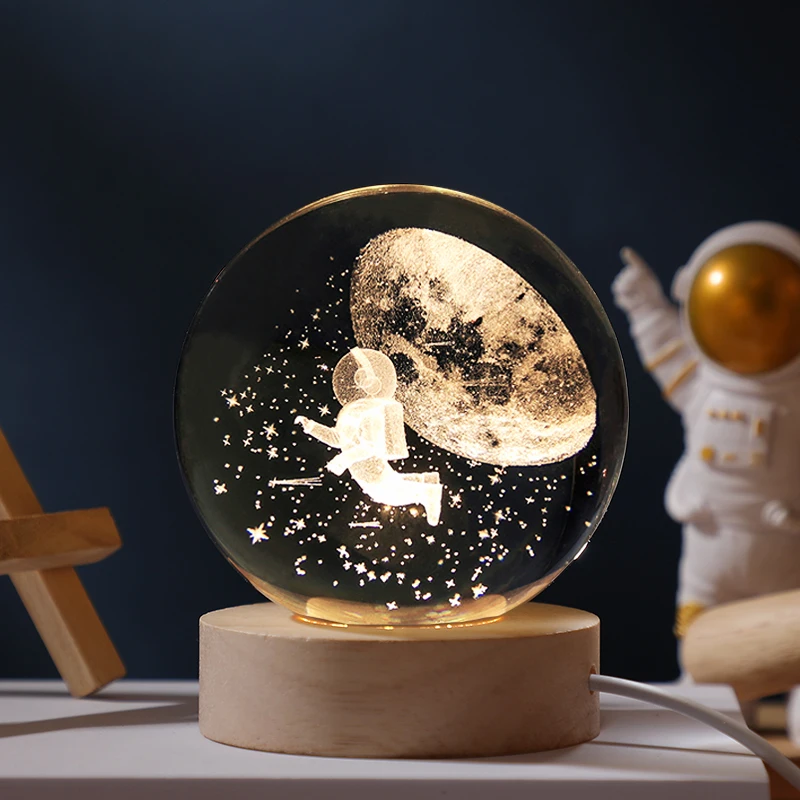 Креативный подарок 3D хрустальный шар светодиодный ночник USB-разъем радио освещение для украшения дома