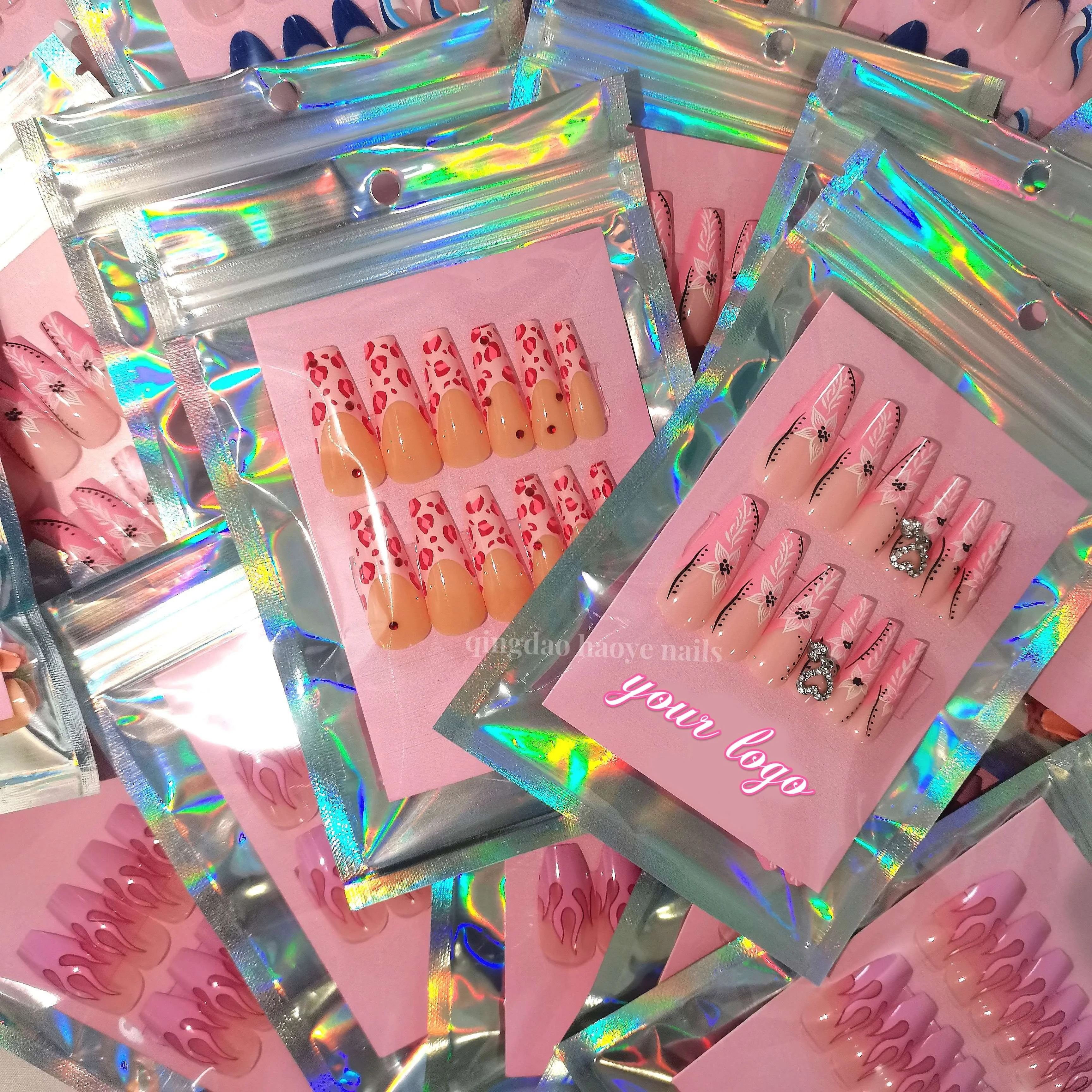 2022 New Trends 24pcs Custom Packaging Private Brand Label Acrylic Artificial Fingernail Press On Nails