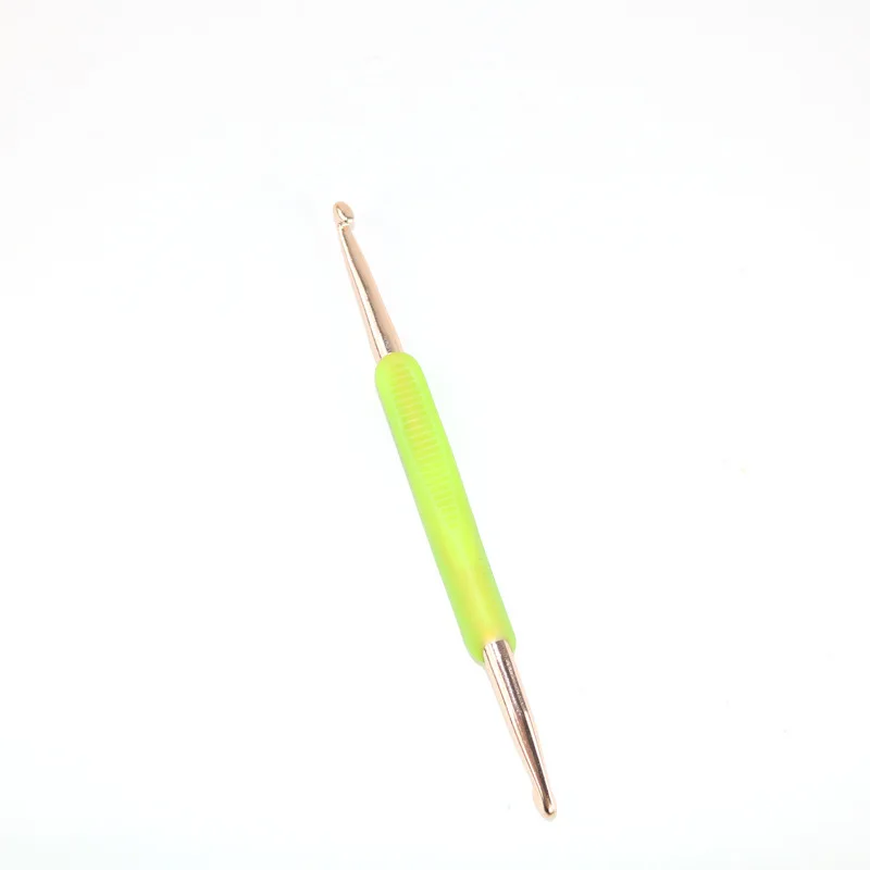Double head crochet wool needle TPR color soft glue aluminum crochet DIY knitting tool crochet