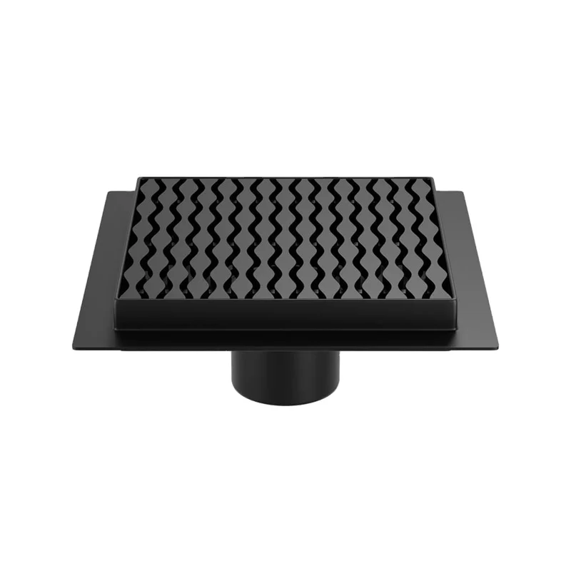 Lexi Bathroom 50mm Outlet Black Square Stainless Steel Water Strainer Shower Floor Drain Kit With Flange For Shower Room