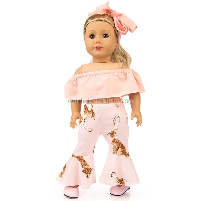 New Design American 18 inch girl Shafu doll clothes one line shoulder flare pants fashion change dress baby