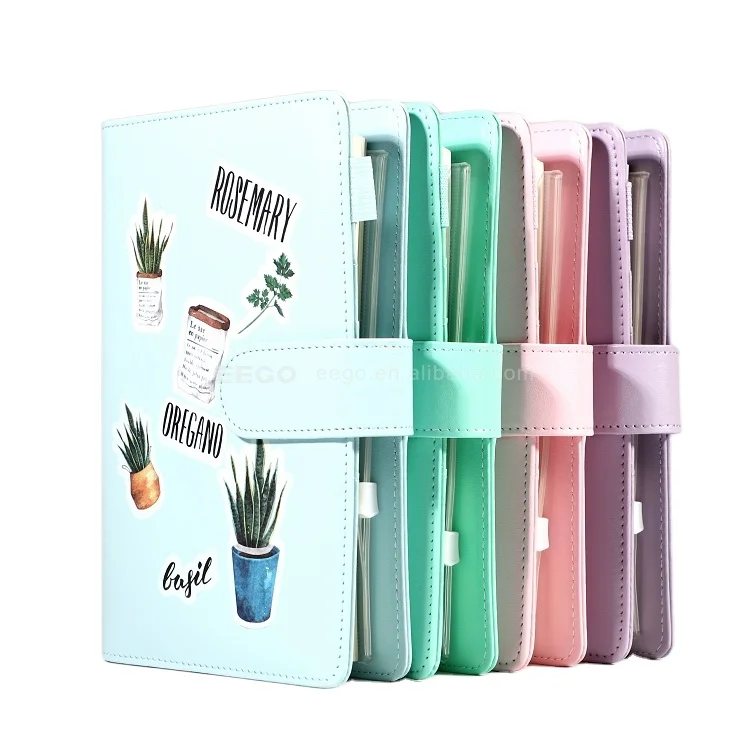 Kawaii Sticker Hard Cover Wholesale A5 A6 Leather 6 Ring Binder Journal Notebook Printing Customized