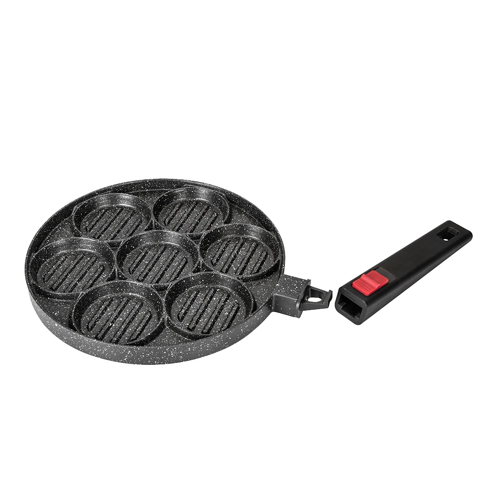 7 hole Non-stick Aluminium detachable handle fry pan fried egg pan pancake mold pancake maker breakfast pan egg waffle fryer pot