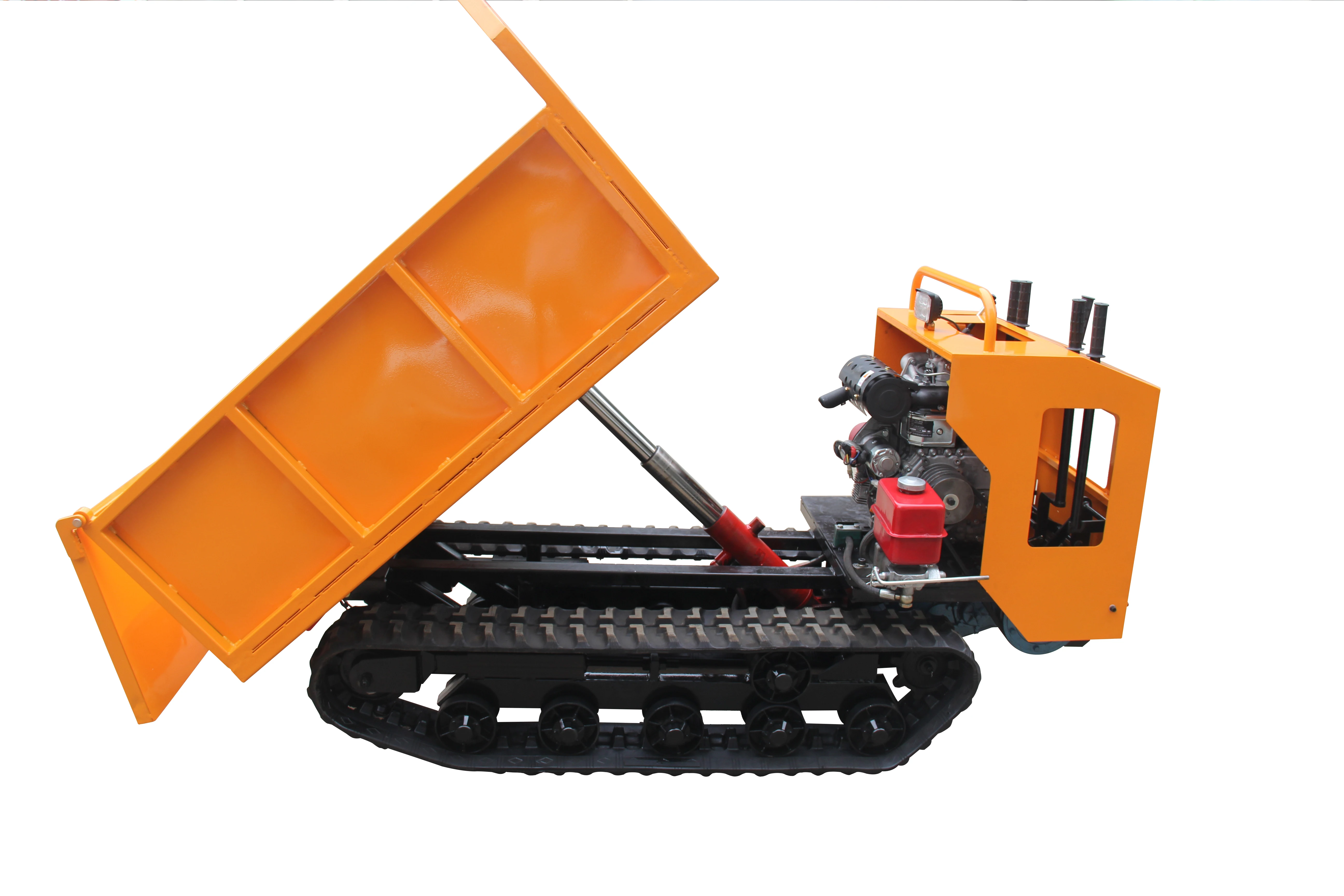 06-186 Mini Crawler Dumper Trucks Rubber Track 1 Ton Crawler Transporter Dumper Walking Cargo Truck
