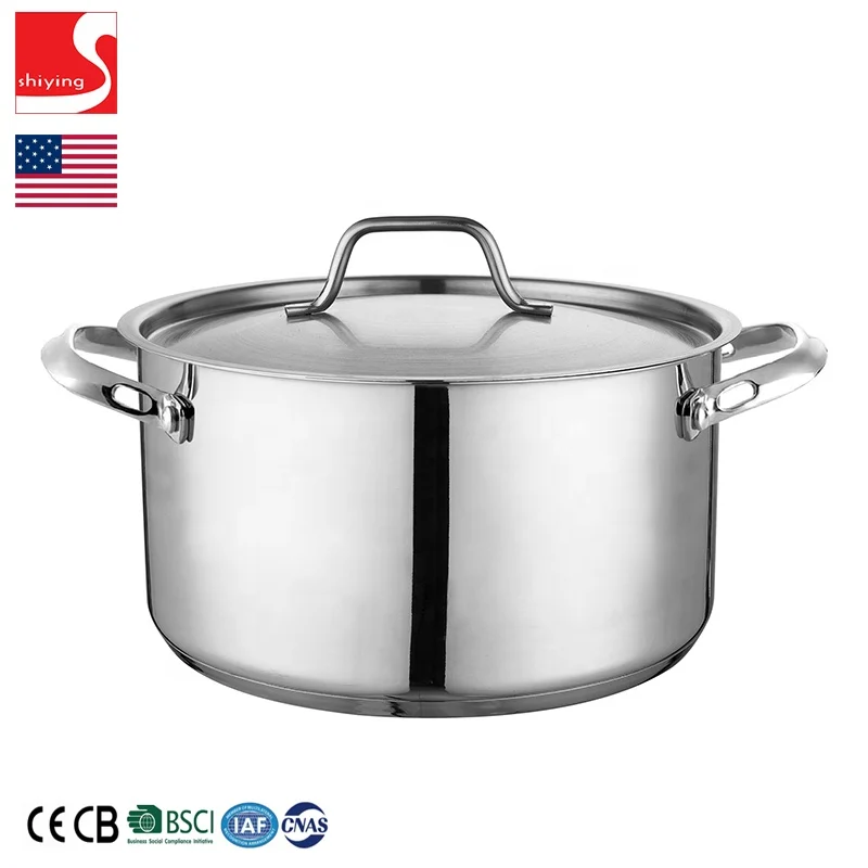 SY-Kitchenware 7-Quart Classic Stainless Steel Dutch Oven Casserole Stockpot with Lid 7qt 15 pot soup 28cm 30  OEM ODM customize