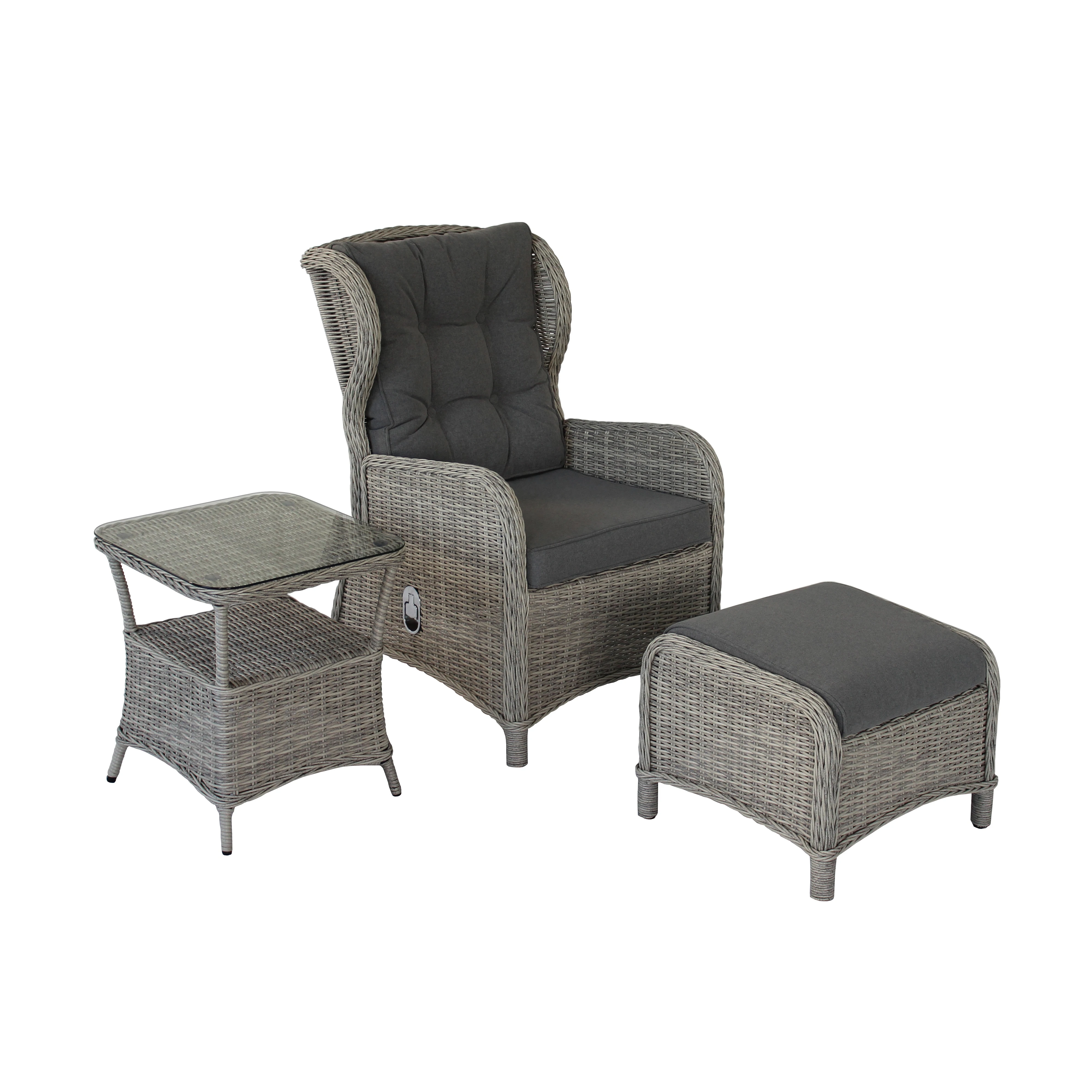 Luxury 3pcs PE Rattan Outdoor Sofa Set Modern Design Waterproof Patio Garden Furniture Cafe High Quality Wicker Material
