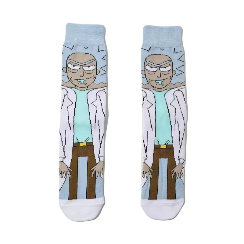 Wholesale anime Rick and Morty fashion tube socks manufacturer straight hair sailor socks