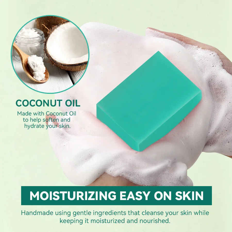 Natural Peppermint Soap Exfoliating Soap Bar with Dry Mint Leaves Handmade Whitening Antipruritic Soap with Refreshing Feeling
