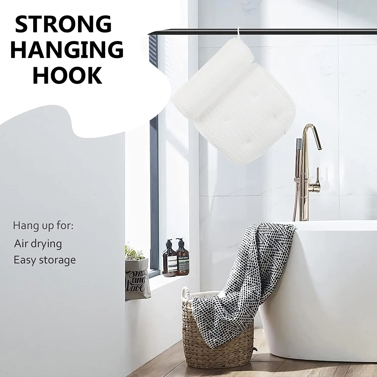 Bathtub Pillow Headrest Bath Pillows for Tub Neck and Back Support with Non Slip Suction Cups Spa Bath Cushion