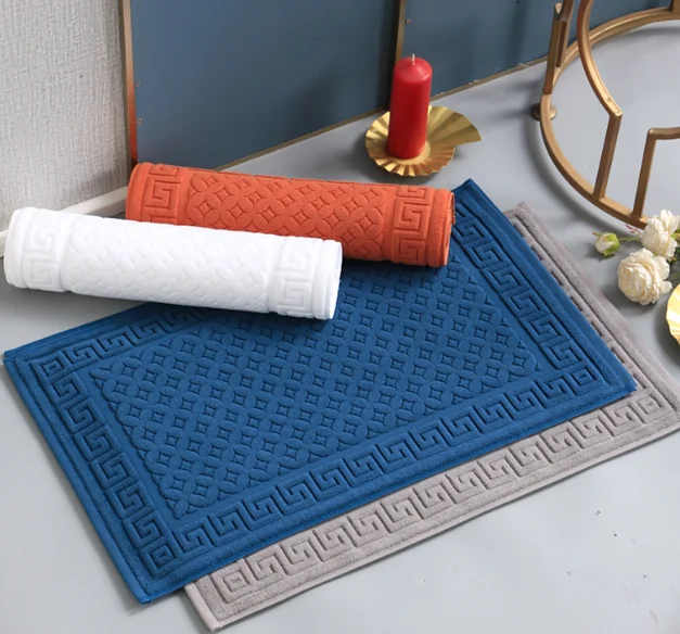 SANHOO Hotel Supplies Floor Mats Non Slip 100% Cotton Home Spa Foot Towel Bathroom Rugs Bath Mats