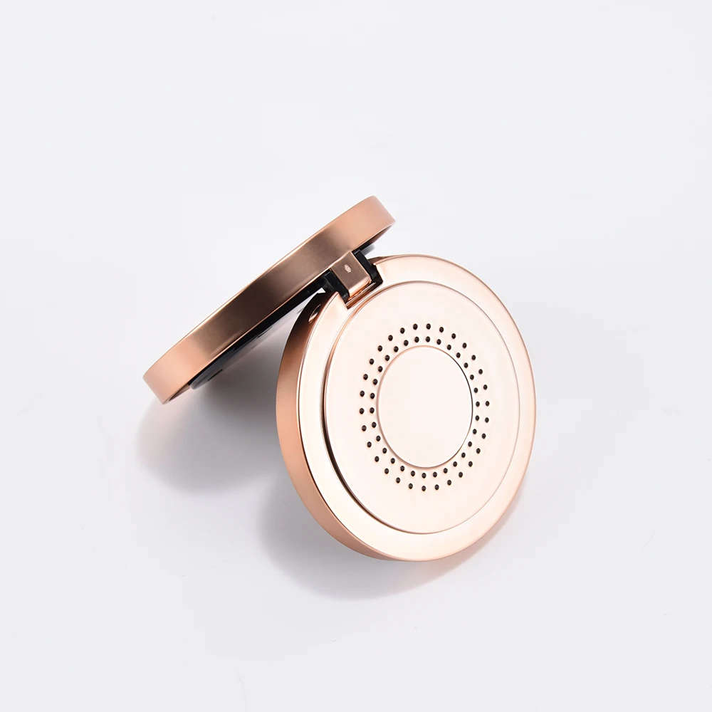 2021 wholesale luxury champaign golden colour powder container private label plastic round compact powder case