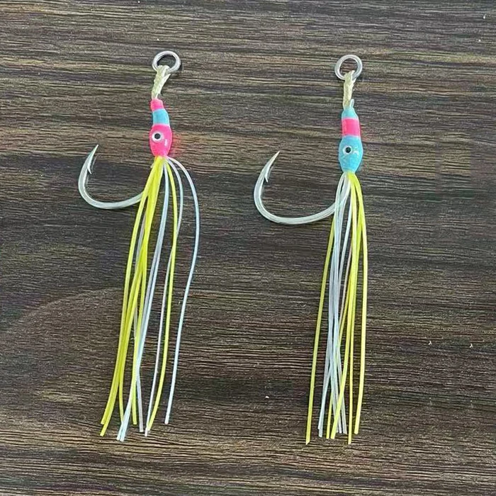 FUNADAIKO saltwater 1/2/3/4/5/7/0 DIY luminous fiber offset single assist highcarbon bass jig fishing hook