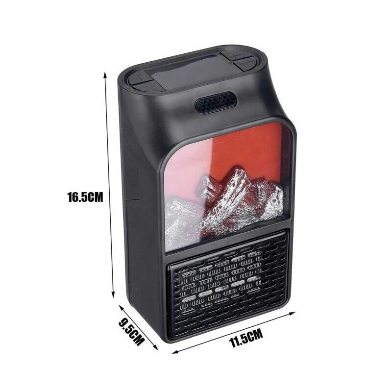 Fireplace Space Portable Mini Ceramic 3D Heater Desktop Electric Plug-In 600W Wall