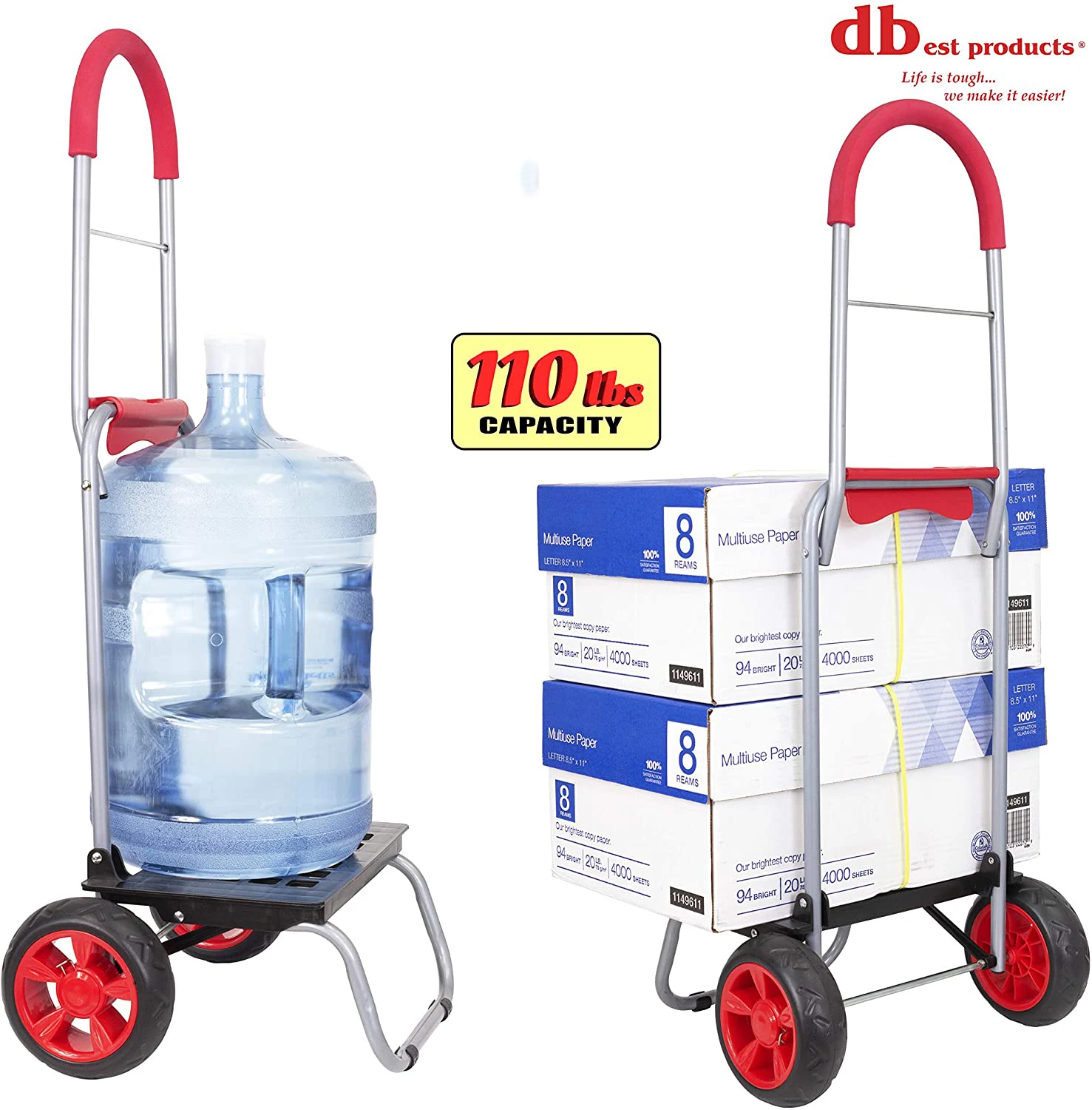 Trolley Red Foldable Shopping cart for Groceries with Wheels and Removable Bag and Rolling Personal Handtruck Standard Dolly