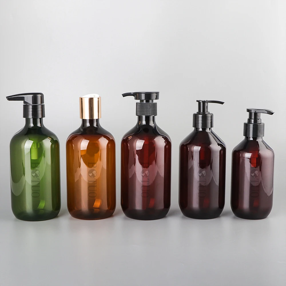 Customizable Color 450ml 500ml boston Shampoo Bottles With Own logo Rose Gold Luxury Body Conditioner Bottle Set