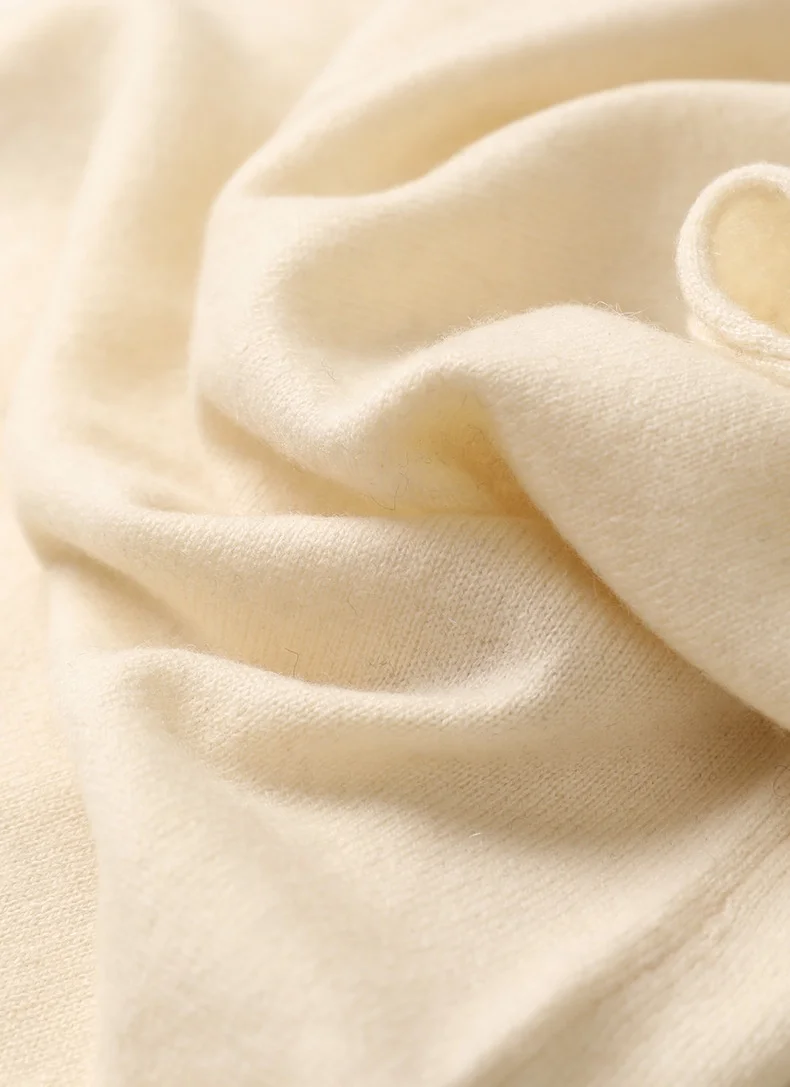 custom logo design plain color women winter cashmere top Fashion knit 100% V-collar