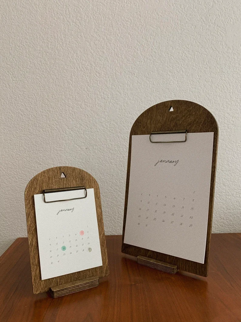 MinimalCalendar Minimal wood 2022 wood clipboard  calendar with stand
