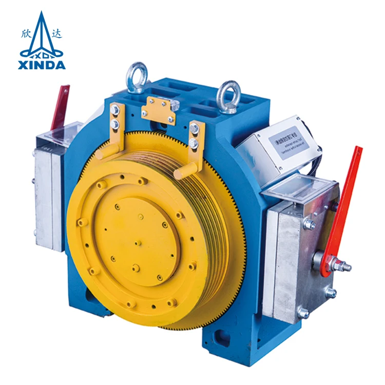 With brake release and handwinding devices elevator traction machine for villa lift