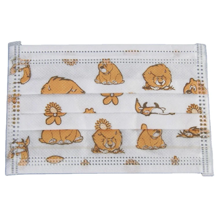 50 pcs per box facemask 3 ply animal printing breathable face mask kid disposable non-woven face mask for kids