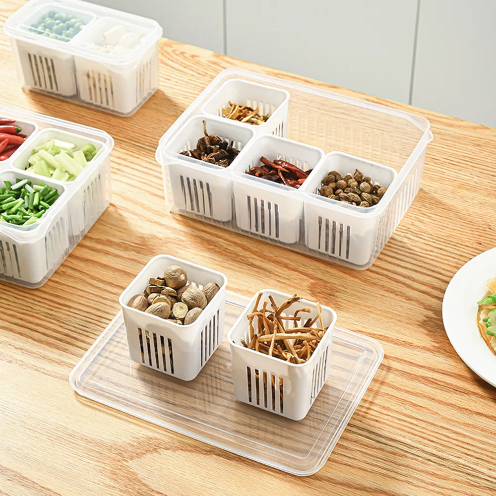6Grids Kitchen Refrigerator Organizer Detachable Divided Food Drain Basket Ginger Garlic Onion Storage Drain Basket