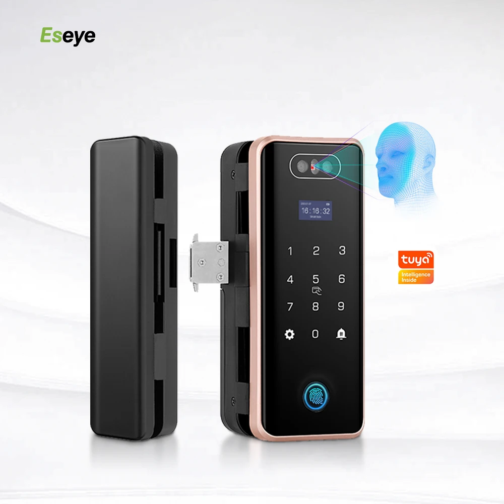 2022 new product non-porous glass sliding door smart lock electronic password NFC fingerprint glass door lock