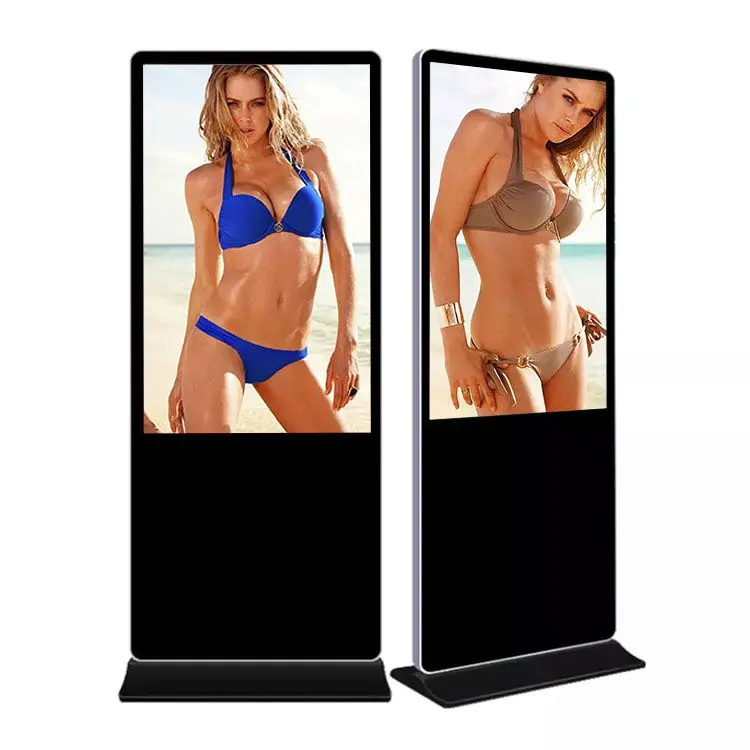 43 55 Inch Indoor Floor Stand Totem LCD Digital Interactive Display 450 nits Advertising Screen Indoor Touch Screen Kiosk