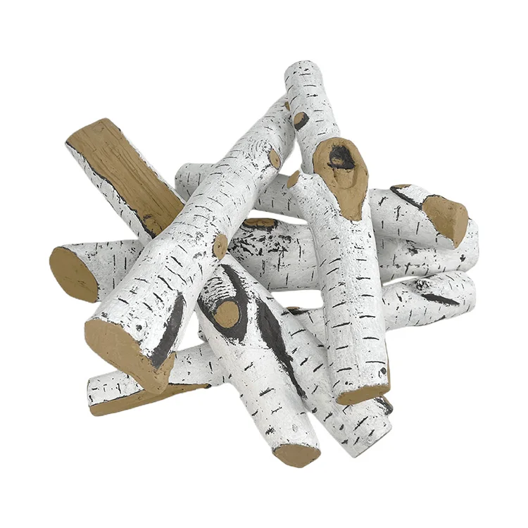 Ceramic Birch Logs Gas Fireplace Imitation Wood Factory Direct