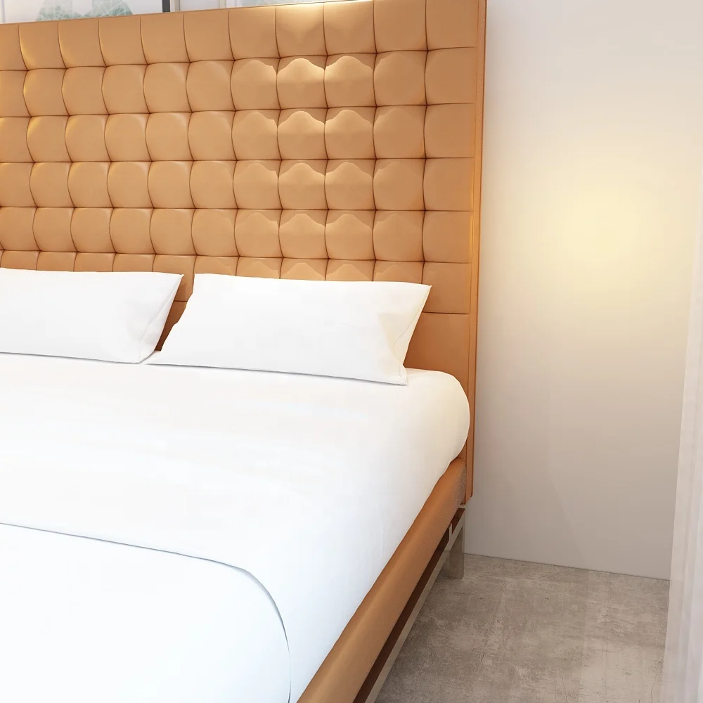 
modern tufty boss genuine leather bed high headboard king size 