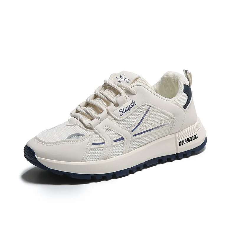 Hot Selling Factory Ladies Breathable Casual White Shoes Outdoor Fashion Thick Out Sole White Sneaker for Ladies