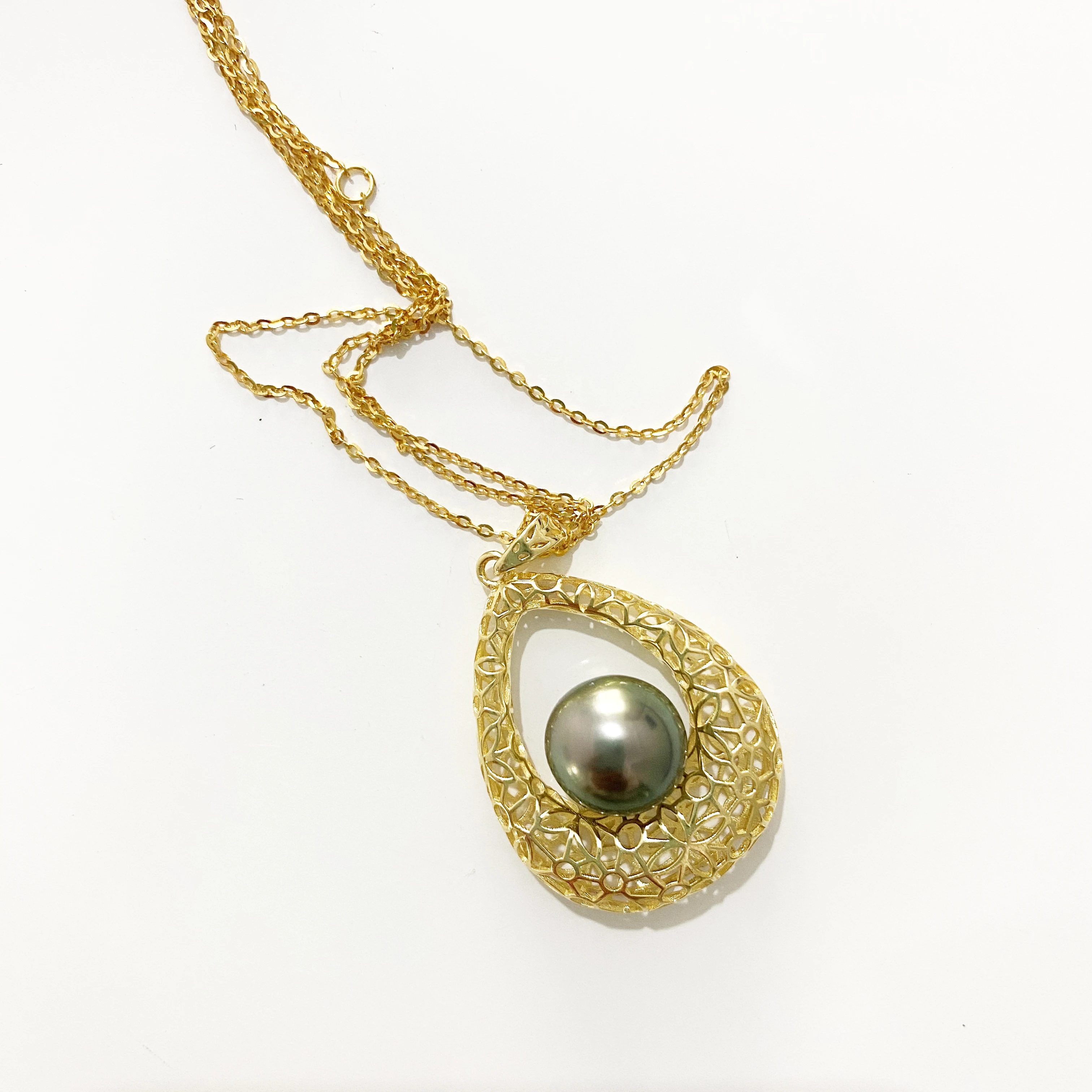 Natural Tahitian Black Pearl necklace 925 sterling silver jewelry hollow Necklace accessories women real pearl jewelry