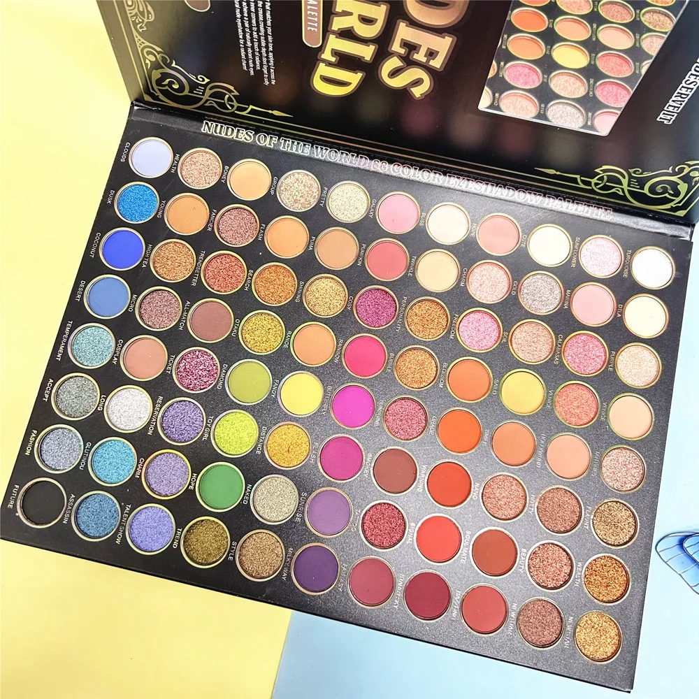 88 colors eyeshadow palette with mirror big high pigment eye shadow pan crease free lasting eyeshade sombras de ojo eye shadow