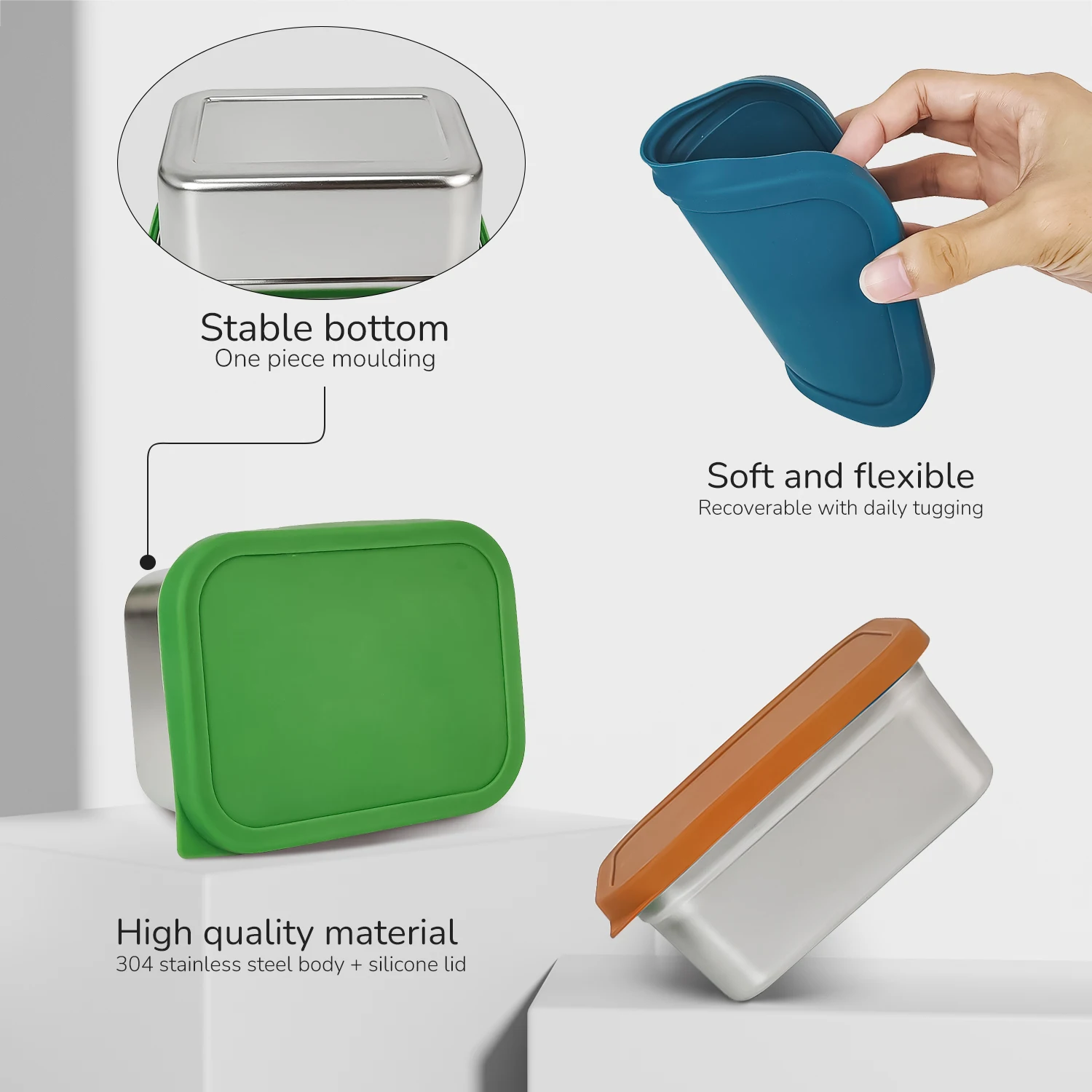 Microwave Stainless Steel Bento Box Adult Lunch Containers with Silicone Lids Lunch Box Kids Perfect for School Dining Out Work