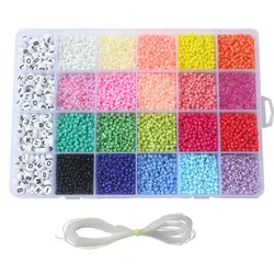 Purna 3300pcs 24grid 3mm 4mm Letter Beads Opaque Glass Seed beads Tools Kits For Jewelry DIY