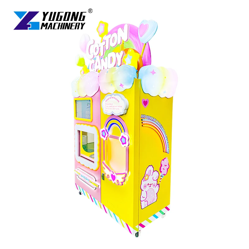 Wholesale Marshmallow Floss Makers Robot Commercial Full Automatic Making Sugar Cotton Candy Vending Machine
