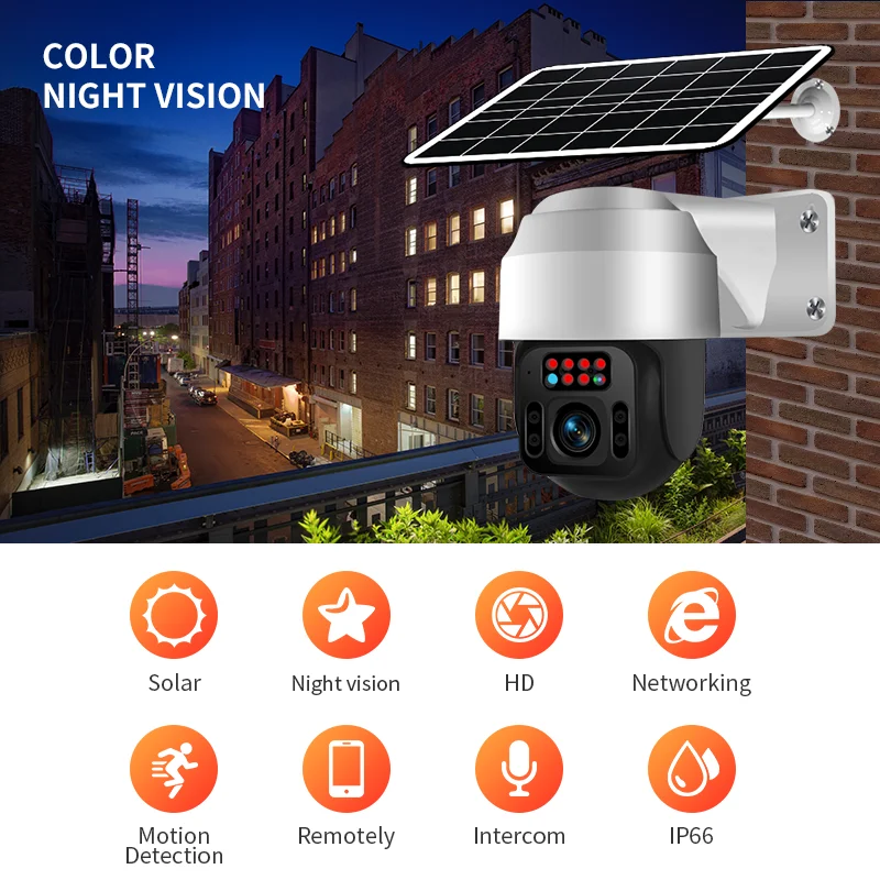 Q2 1080P Full Color Night Vision outdoor solar security camera 2MP  4G Solar Camera  Surveillance PTZ Camera Solar