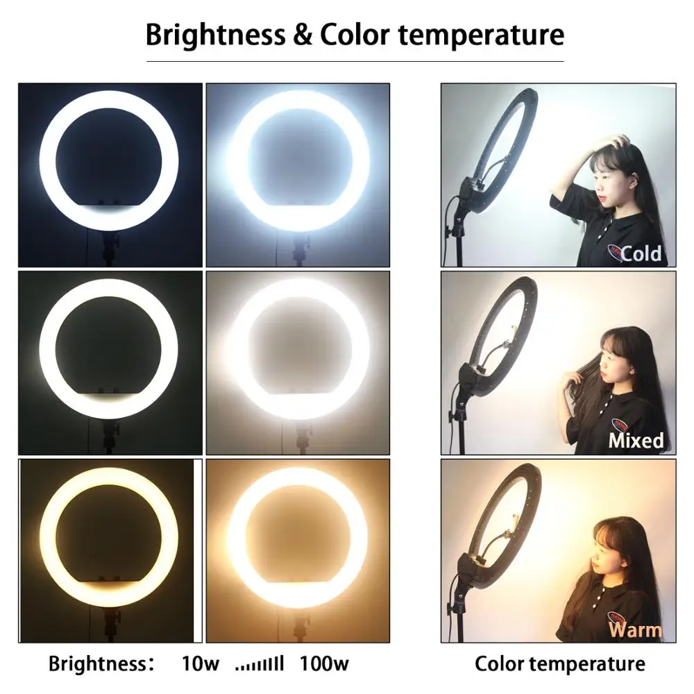 
Dropshipping FOSOTO FT-45 18 Inch LED Ring Light Photography Lighting Lamp With Tripod Stand For youtube makeup live streaming 