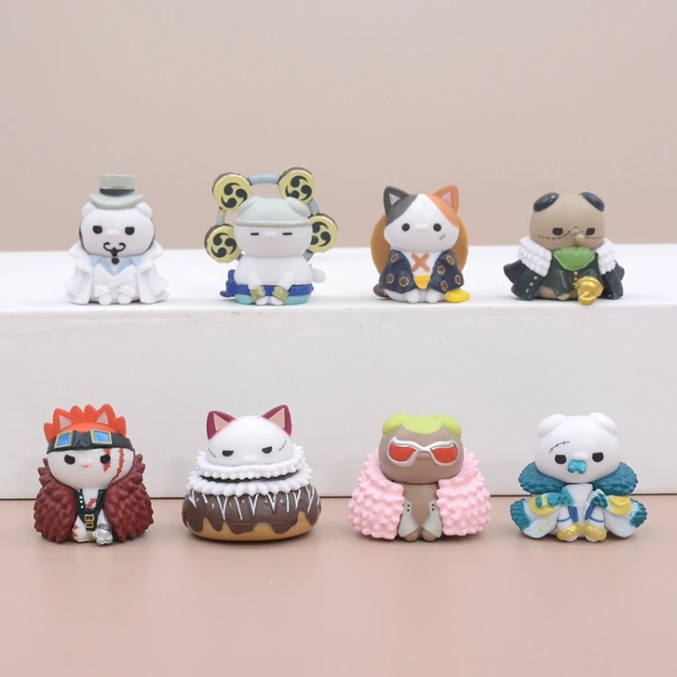 8PCS/SET One Pieces Action Figures Toy Cat Cosplay Cartoon Character Collectible Decoration Anime PVC Figure