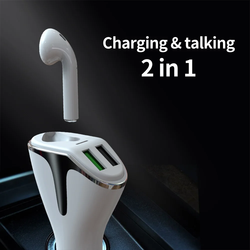 Factory Price Customization Wholesale QC 3.0 Dual USB Car Charger With Wireless Earphones