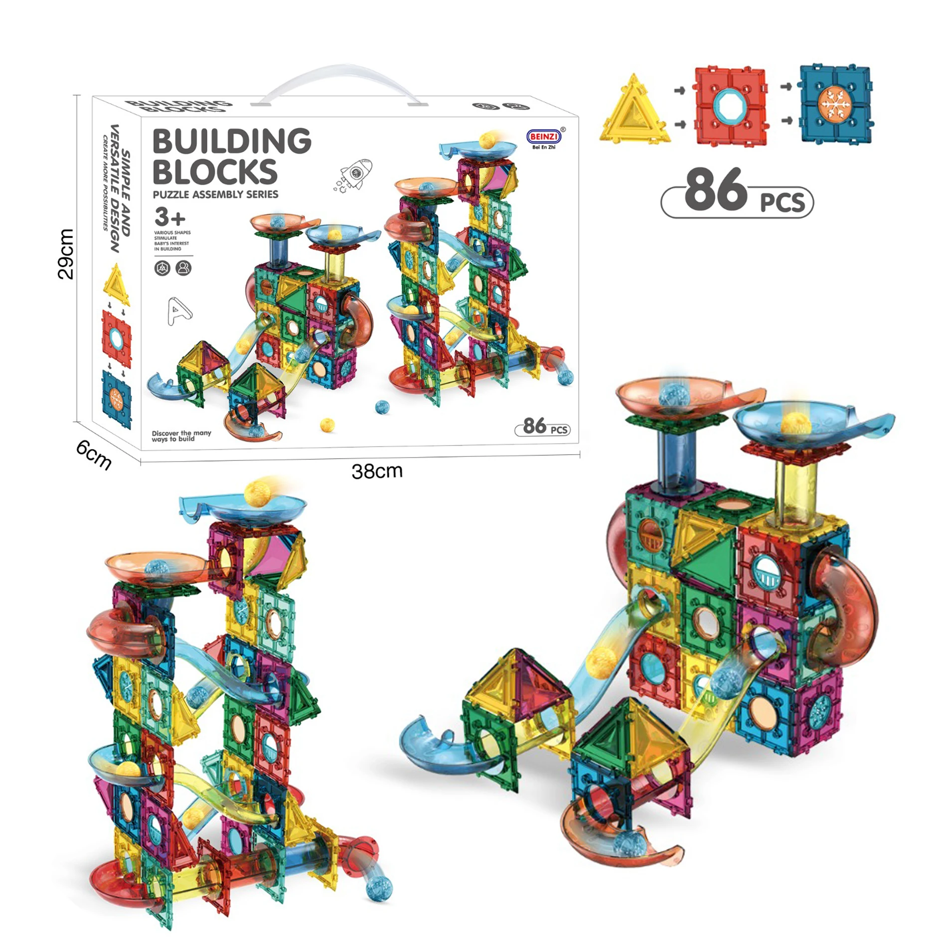 TOMMABO 193pcs Colorful Magnetic Building Blocks Toys DIY Blocks Construction Set 3D Building Blocks Enlightenment Toys For Kids