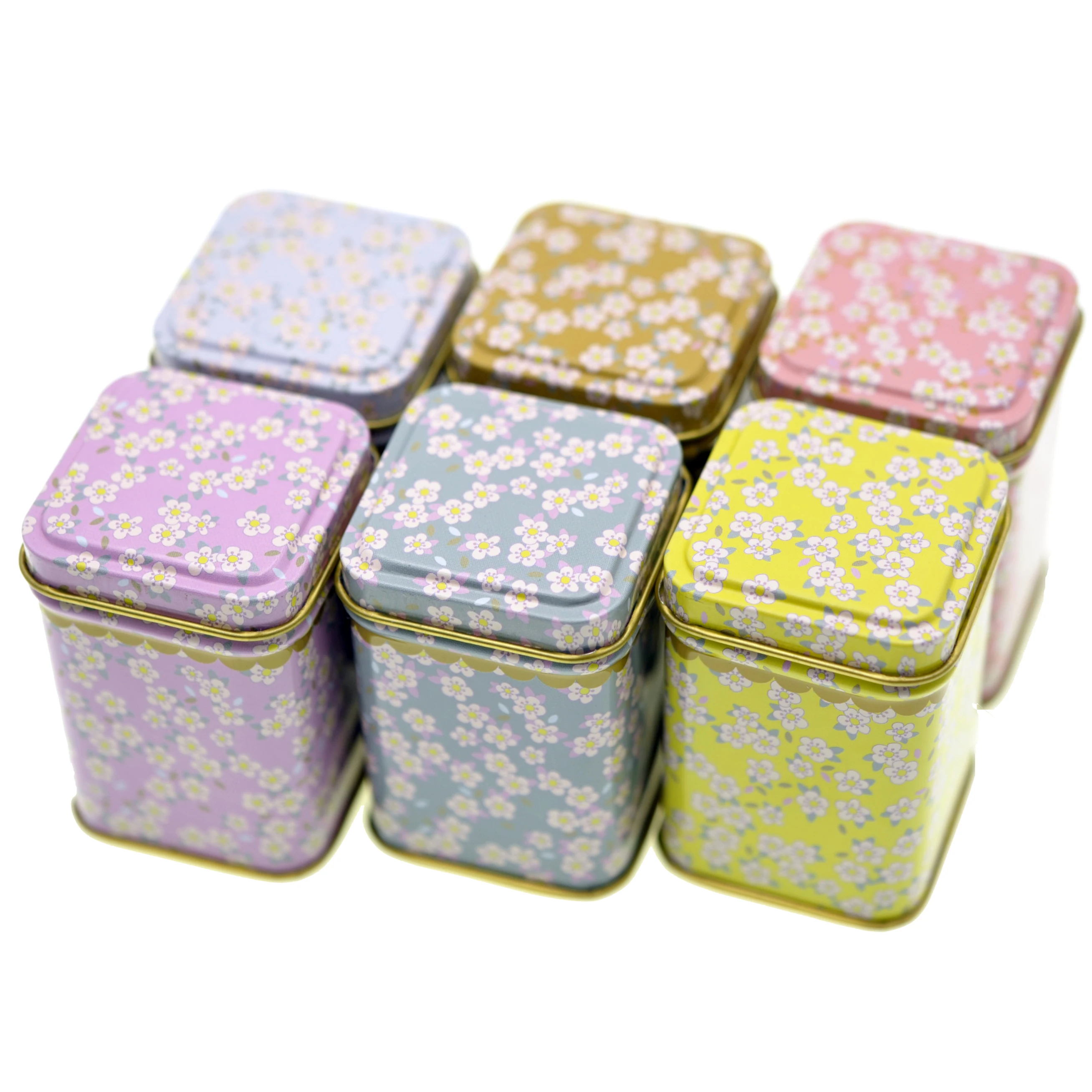 OEM customized empty metal tin box small square tea tin container