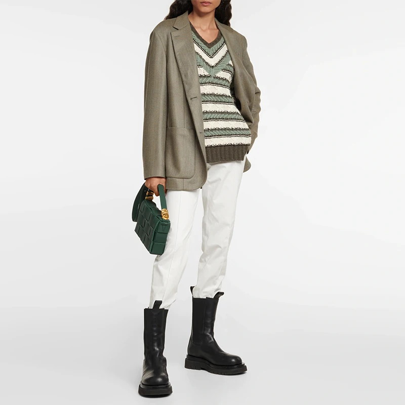 Custom High Quality Sweater Top V Neck Knitted Girls Sweater Top Stripped Women Sweater Jumper for Girls