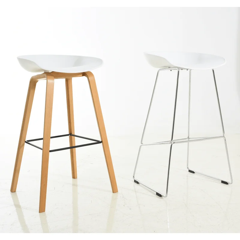 Modern High footrest stool fabric covered seat with plywood leg wooden bart stools bar chair bartstool for restaurant